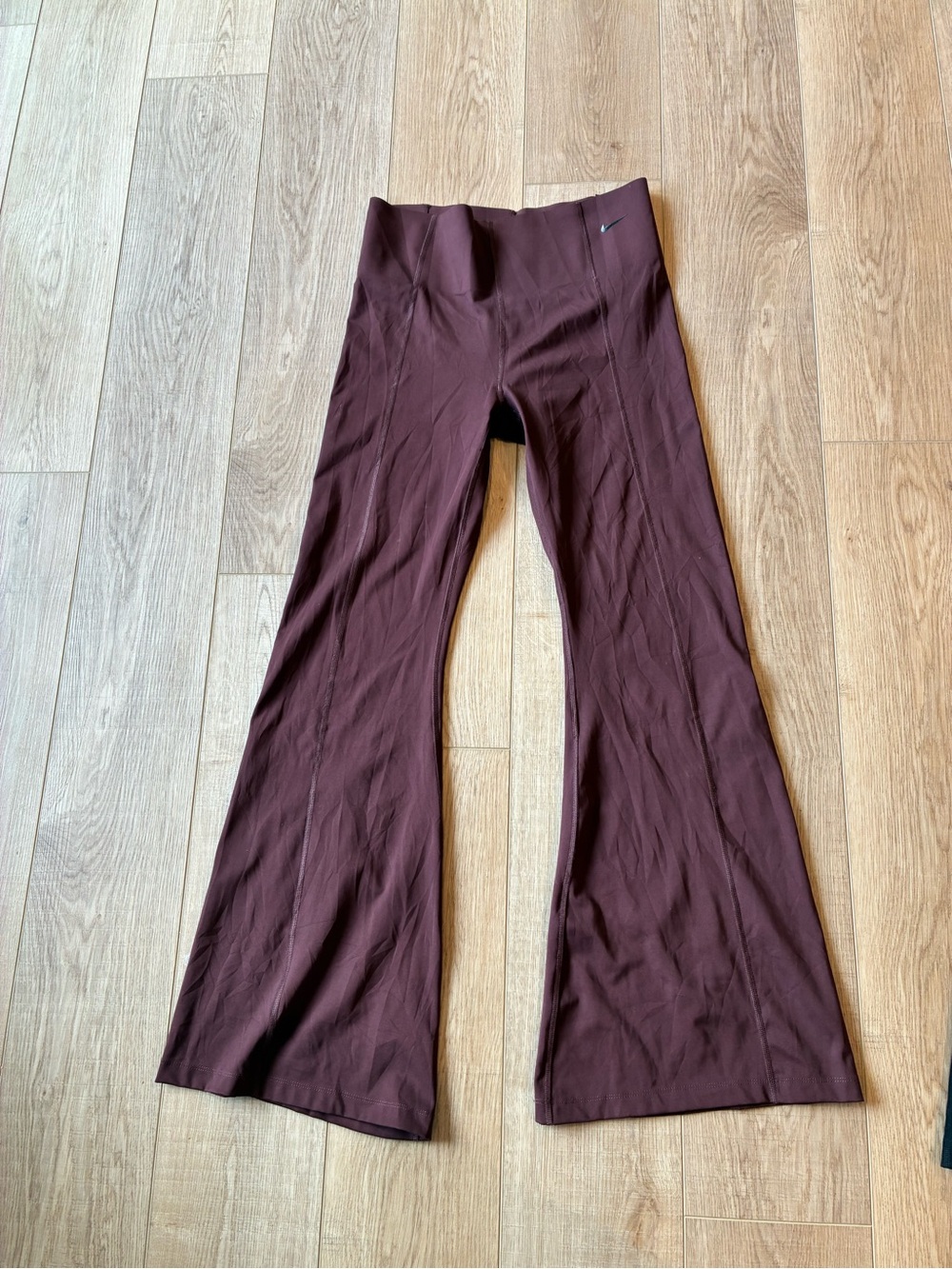 Nike Dri Fit High-Waist Compression Flared Leggings - Deep Burgundy Size XL